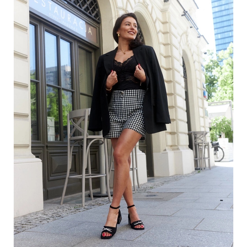 Sandálias bloco com palmilha de couro Rihab preto 1