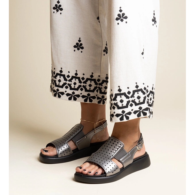 Sandálias grafite com parte superior perfurada Imogne cinza 1