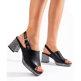 Sandálias pretas elegantes de salto alto de Sergio Leone preto 1