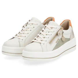 Calçado esportivo feminino confortável de couro, bege Remonte D1C01-81 2