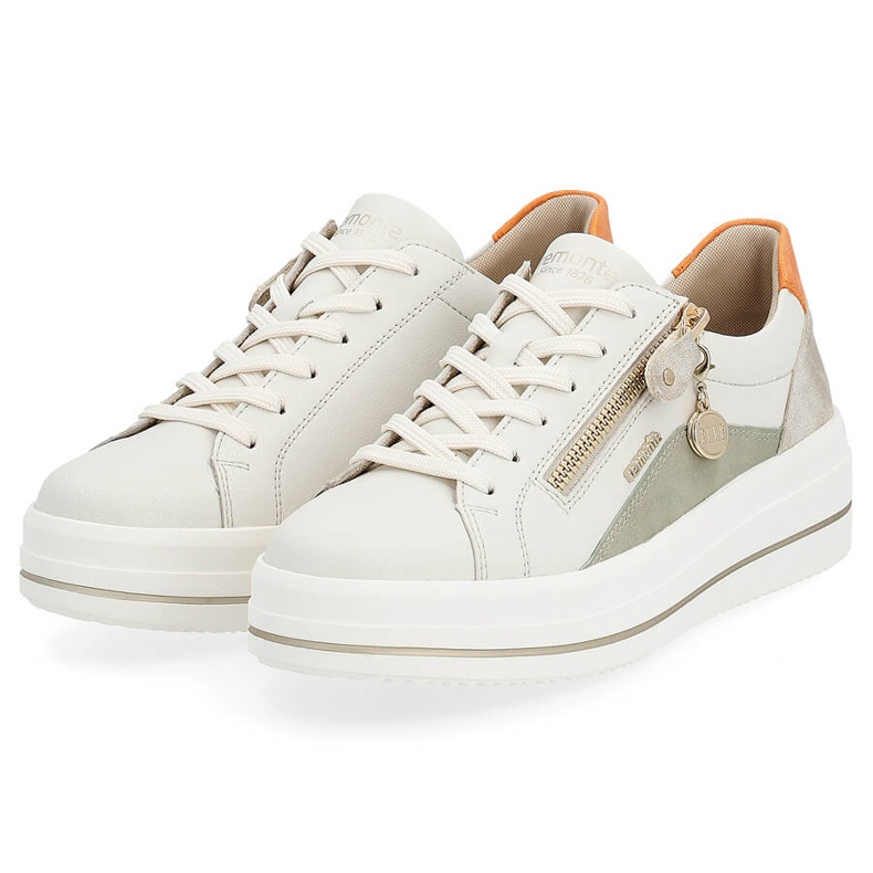 Calçado esportivo feminino confortável de couro, bege Remonte D1C01-81 2