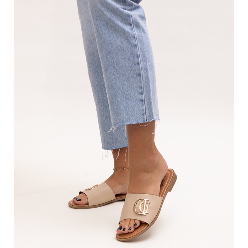 Slides com fivela bege Almeita 1