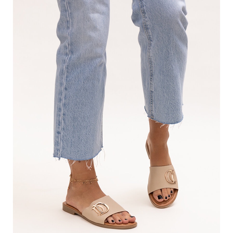 Slides com fivela bege Almeita 2