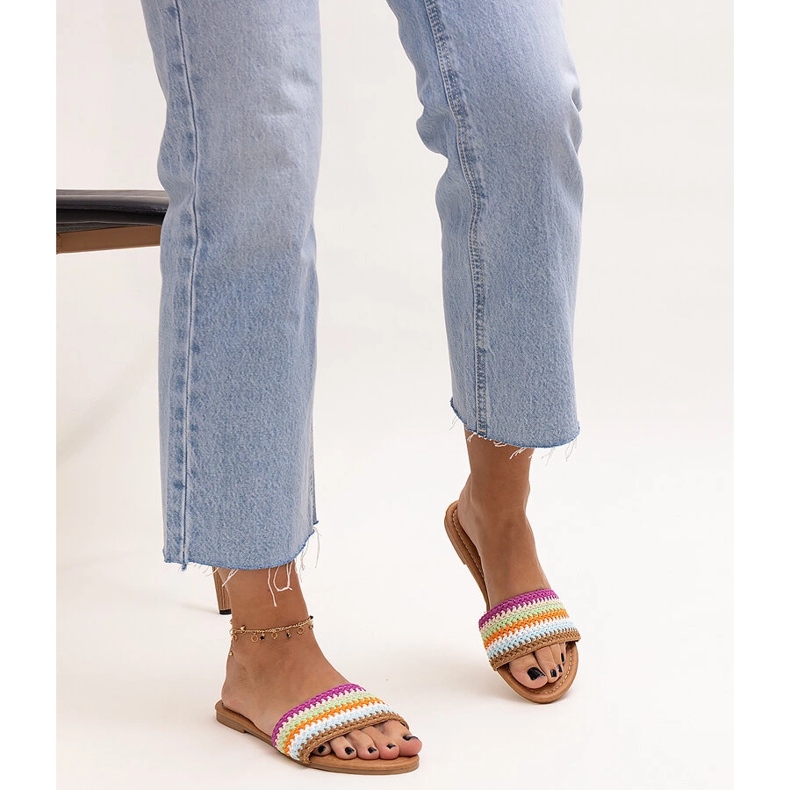 Slides Marika bordados multicoloridos 1