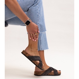 Chinelos com sola de cortiça Ribera brilhante preto 1