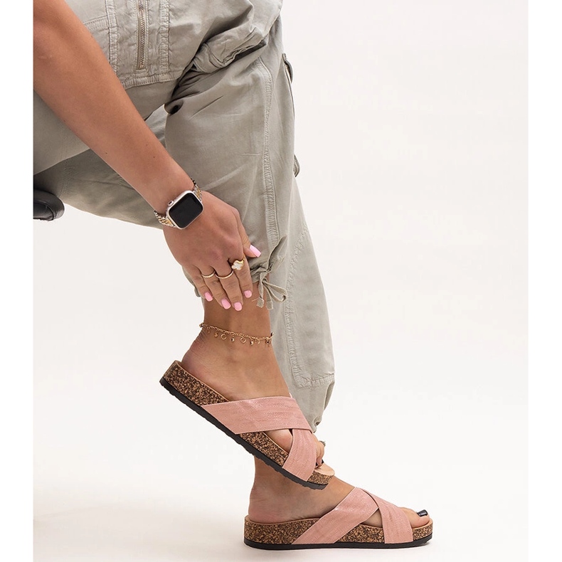 Chinelos com sola de cortiça Ribera brilhante rosa 1