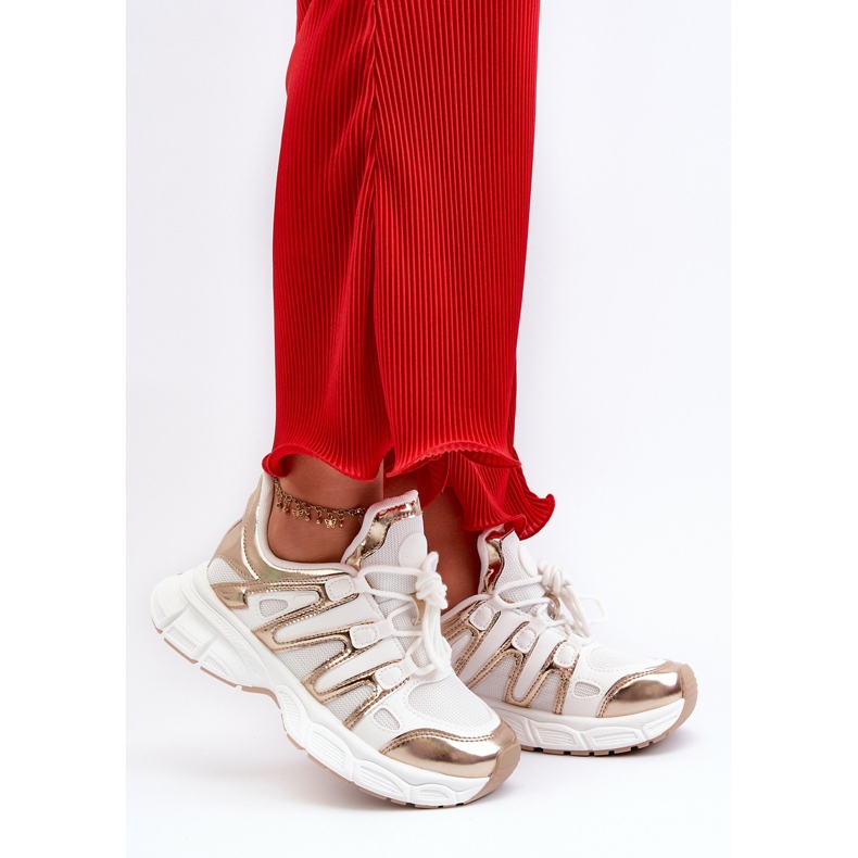 Tênis feminino branco e dourado Ahmani 2