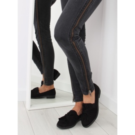 Mocassins de mulher negra com laço preto 2