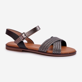 S.Barski MY923 Sandálias rasteiras femininas pretas preto 1