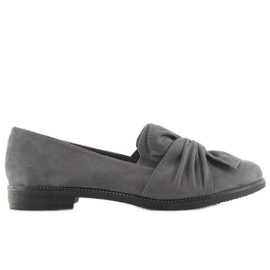 Mocassins femininos com laço cinza cinza 1 Mocassins femininos com laço cinza cinza 1