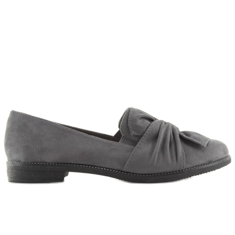 Mocassins femininos com laço cinza cinza 1 Mocassins femininos com laço cinza cinza 1