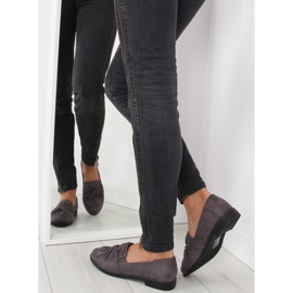 Mocassins femininos com laço cinza cinza 2