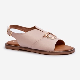 Sandálias Rasteiras Femininas com Decoração Dourada Vinceza 17319 Rosa Claro 1