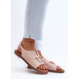 Sandálias Rasteiras Femininas com Decoração Dourada Vinceza 17319 Rosa Claro 2