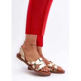 Sandálias Rasteiras Femininas em Couro Ecológico Vinceza 17347 Dourada dourado 2