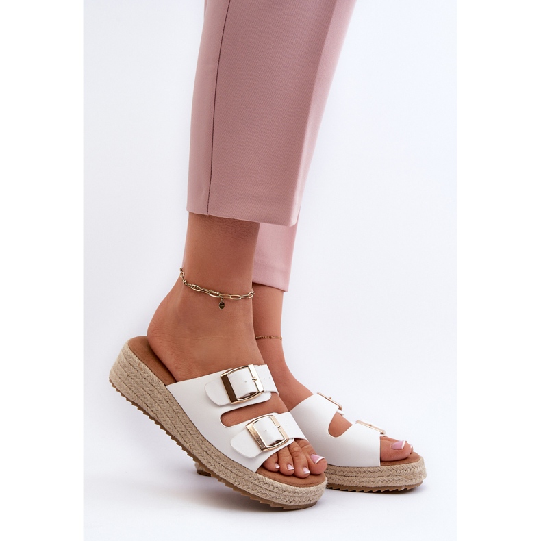 Chinelos femininos com couro ecológico trançado, Zaloemi branco 2 Chinelos femininos com couro ecológico trançado, Zaloemi branco 2