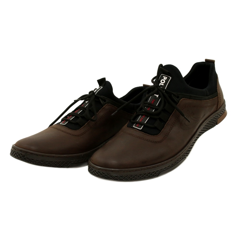 Polbut Sapatos masculinos de couro casual K24 marrom castanho 4