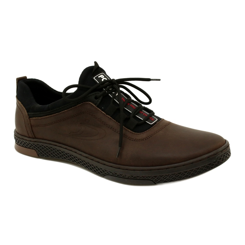 Polbut Sapatos masculinos de couro casual K24 marrom 2