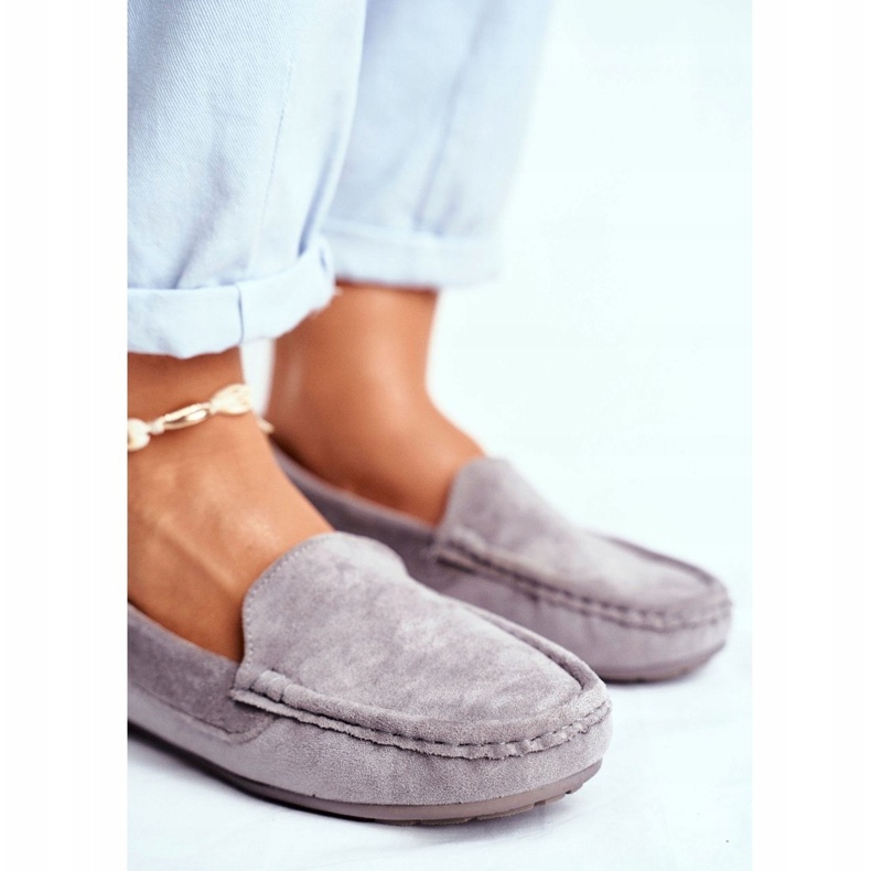 Evento Mocassins femininos de camurça cinza 4