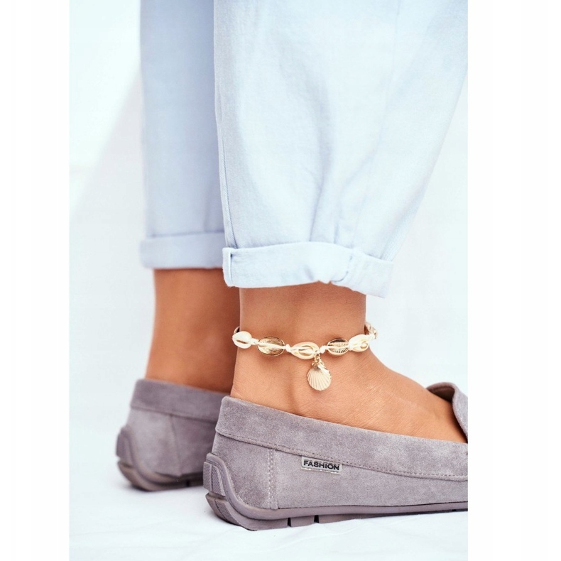 Evento Mocassins femininos de camurça cinza 3