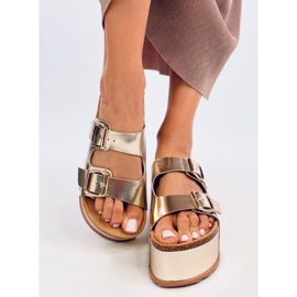 Chinelos de cortiça com plataforma Galzai Gold dourado 1