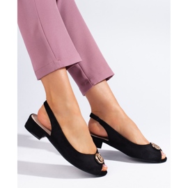 Sandálias femininas de camurça preta preto 1