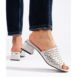 Chinelos prateados perfurados com salto baixo prata 1