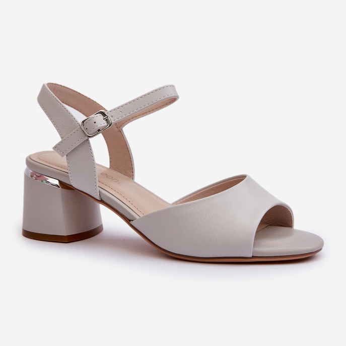 Sandálias femininas de salto baixo couro ecológico Sergio Leone SK876 cinza 1