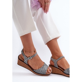 Sandálias femininas de cunha Sergio Leone SK303 brancas e pretas branco 1