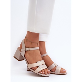 Sandálias femininas de salto alto em couro ecológico Sergio Leone SK894 bege 2