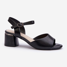 Sandálias femininas de salto baixo couro ecológico Sergio Leone SK876 pretas preto 1