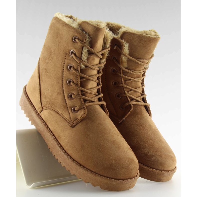 Botas de neve de mulher castanhas com atacadores camel castanho 1