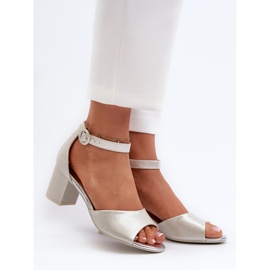 Vinceza 20100 Sandálias de salto alto em couro prateado prata 2