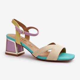 S.Barski Sandálias femininas de salto alto pastel D&amp;A CR482 bege 1