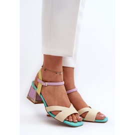 S.Barski Sandálias femininas de salto alto pastel D&amp;A CR482 bege 2