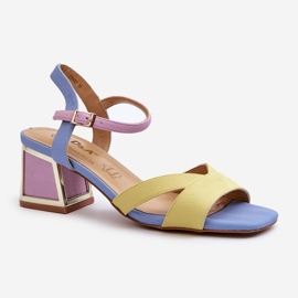 S.Barski Sandálias femininas de salto alto pastel D&amp;A CR482 amarelas amarelo 1