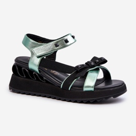 S.Barski Sandálias Femininas Com Laço D&amp;A CR956 Verde 1