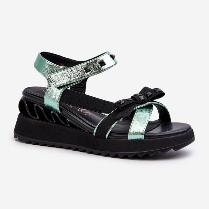 S.Barski Sandálias Femininas Com Laço D&amp;A CR956 Verde 1