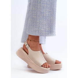 S.Barski Sandálias femininas de couro na plataforma D&amp;A SJ2301-2, bege 2