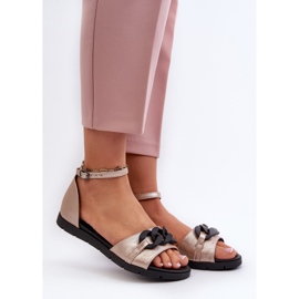 Sandálias Rasteiras Femininas com Corrente Vinceza 17320 Ouro dourado 2