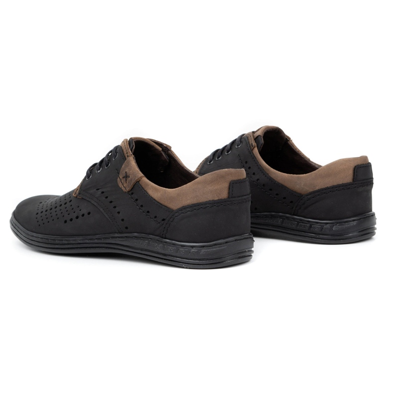 Polbut Sapatos de couro masculinos 402 verão preto com marrom 5
