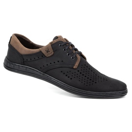 Polbut Sapatos de couro masculinos 402 verão preto com marrom 1