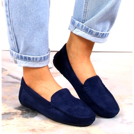 Evento Mocassins femininos em camurça azul marinho Ranica 8