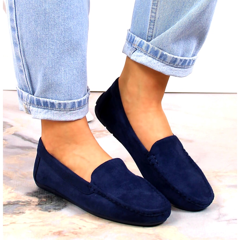 Evento Mocassins femininos em camurça azul marinho Ranica 8