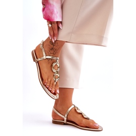 Sandálias japonesas de grama plana dourado 3