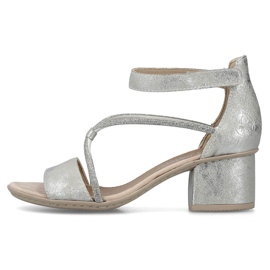 Sandálias femininas confortáveis ​​de salto alto com velcro, prata Rieker 64654-40 1