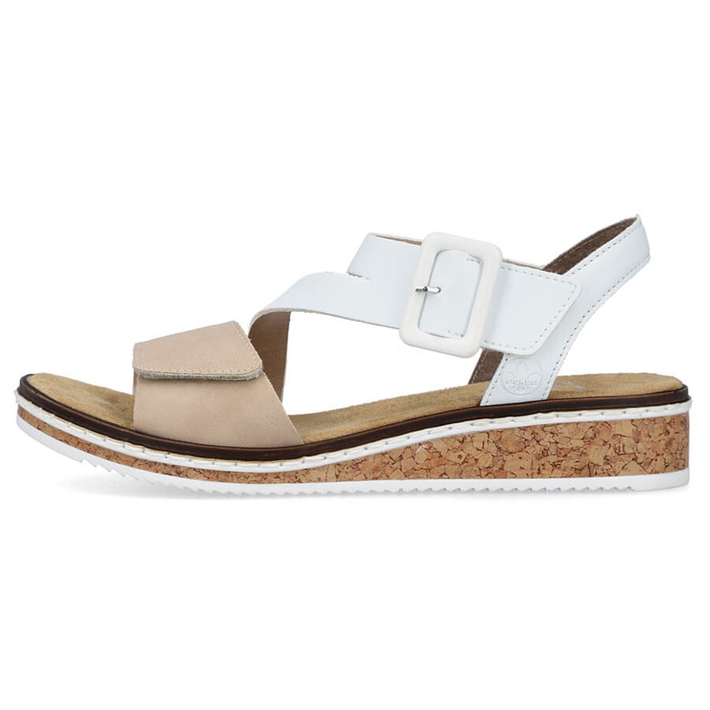 Sandálias combinadas femininas confortáveis com velcro Rieker V3660-60 branco 2 Sandálias combinadas femininas confortáveis com velcro Rieker V3660-60 branco 2