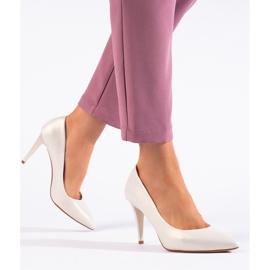 Sergio Leone Sapatos de pérola branca com salto alto branco 1