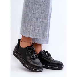 Sapatos femininos de couro na plataforma S.Barski LR769A pretos 2