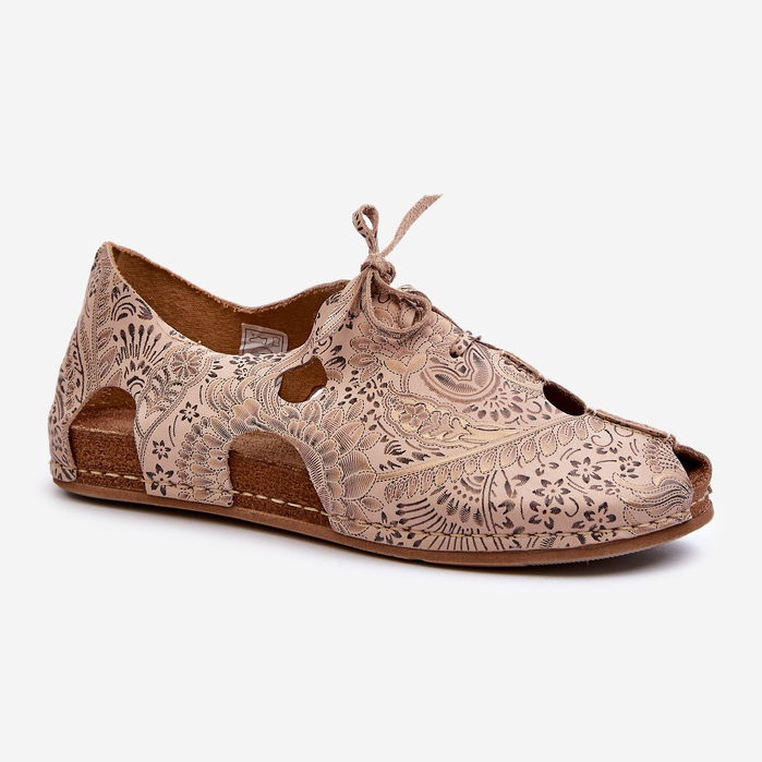 Sapatos femininos estampados com recortes Maciejka 06431-02 Bege 1